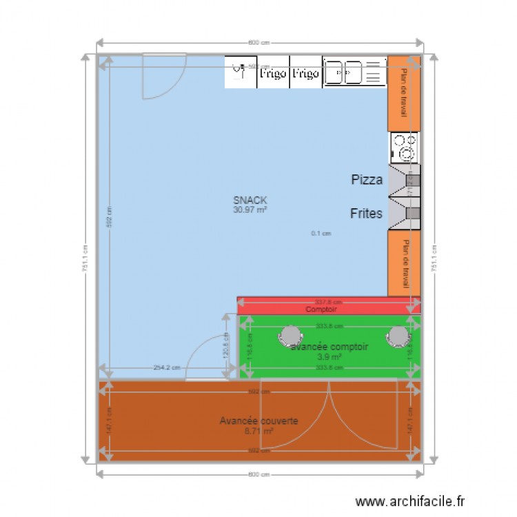 Plan sur mesure Snack Camping La Faz 6X6. Plan de 0 pièce et 0 m2