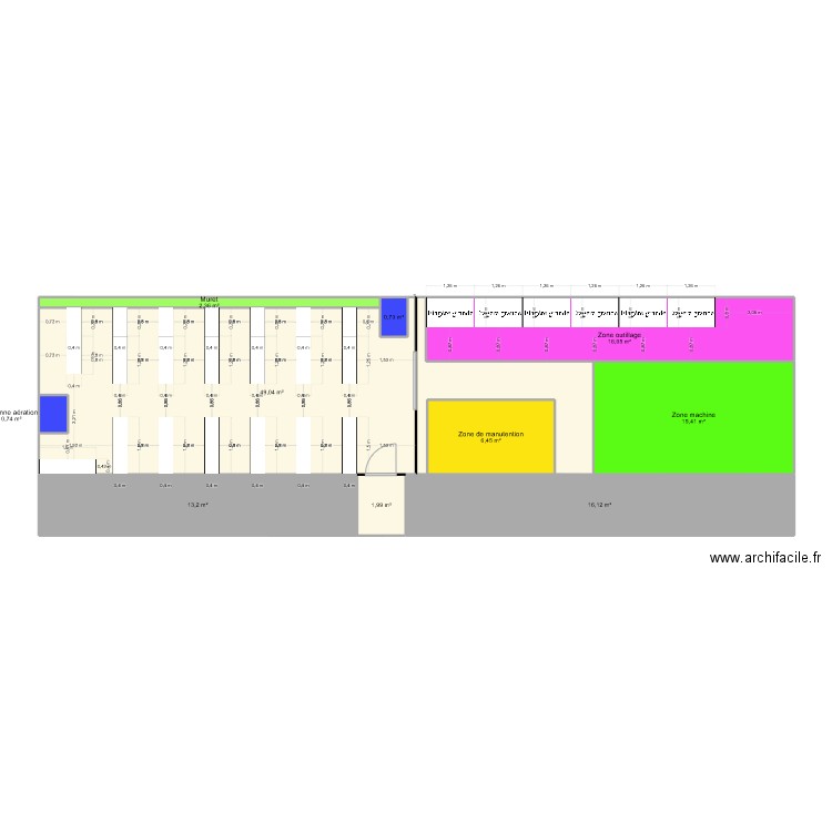 Mezzanine 3 Mega Option 2. Plan de 10 pièces et 122 m2