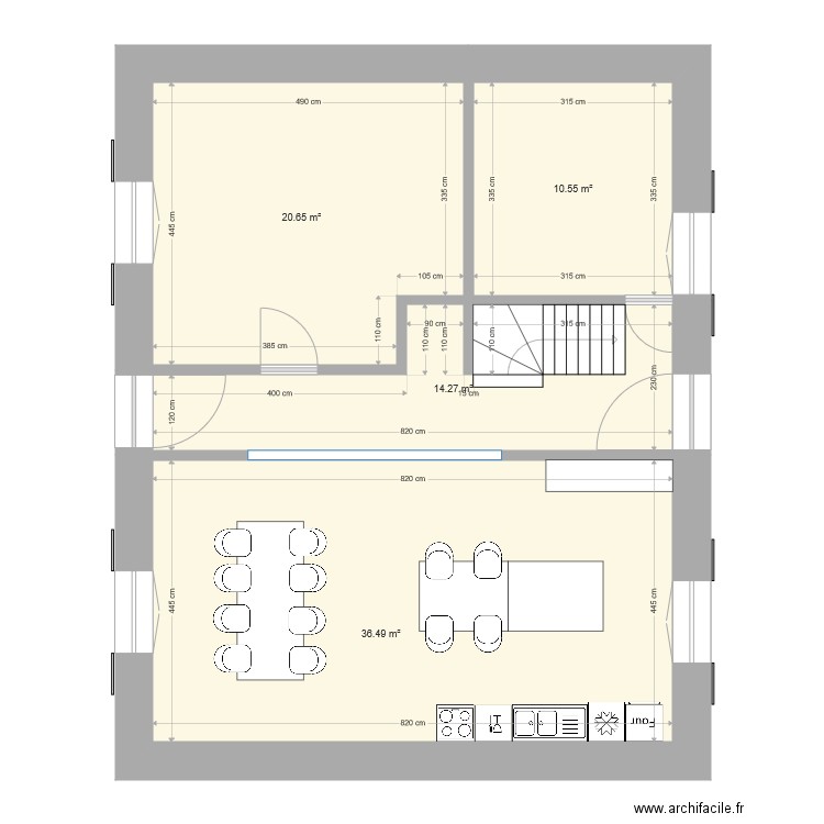 Maison RDC avec cuisine. Plan de 0 pièce et 0 m2