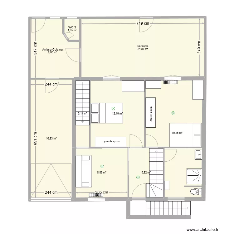 Maison 1er La Fleche. Plan de 