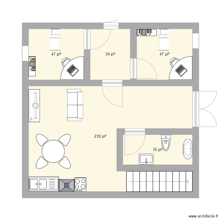 plan de maison 1. Plan de 5 pièces et 37 m2