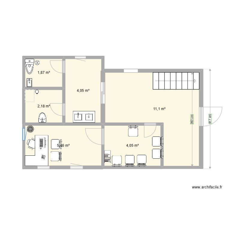 kaciu riad. Plan de 6 pièces et 29 m2