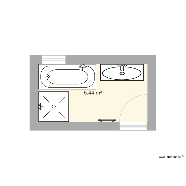 Salle de Bain. Plan de 1 pièce et 5 m2