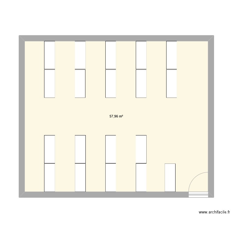 SALLE enseignement classique R+2 . Plan de 1 pièce et 58 m2