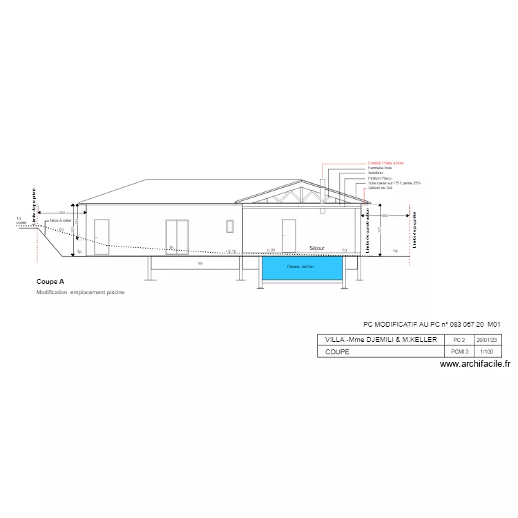 Coupe Pc M02. Plan de 