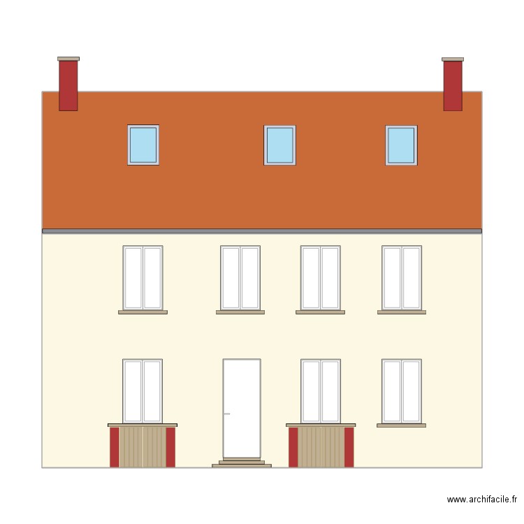 plan de façade. Plan de 0 pièce et 0 m2