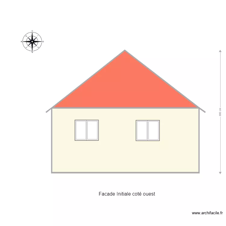 Facade initiale cote ouest. Plan de Facade initiale cote ouest. Plan de