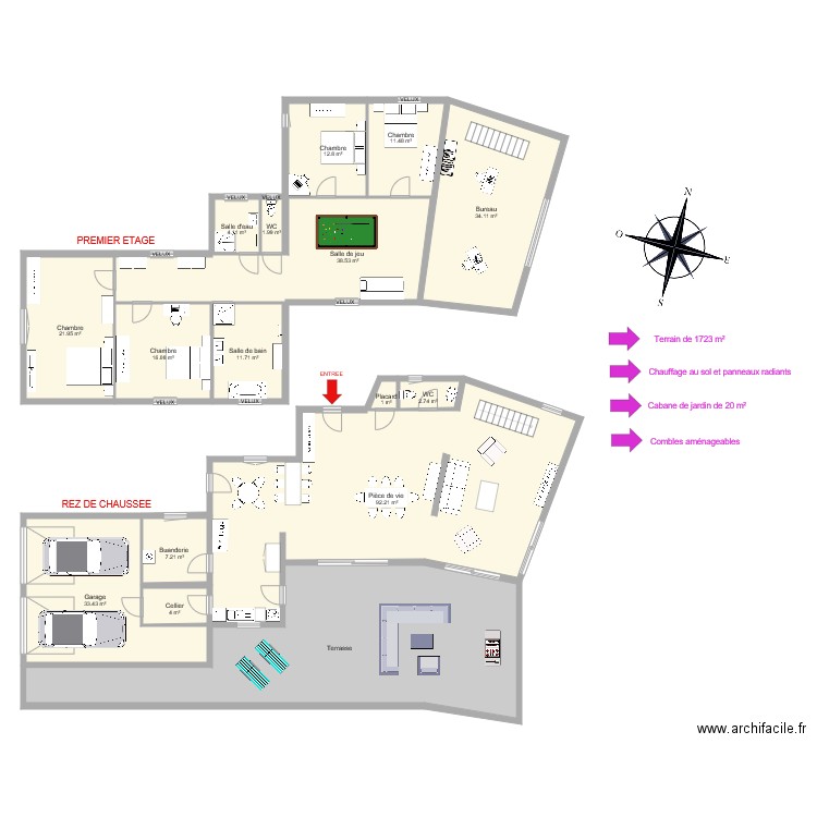 Paillotte. Plan de 0 pièce et 0 m2