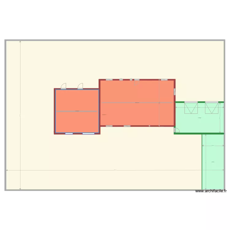 maison projet garage et pr&eacute;au. Plan de 