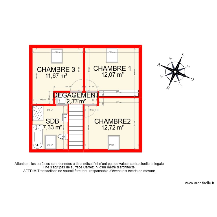 BI8562 ETAGE. Plan de 6 pièces et 49 m2