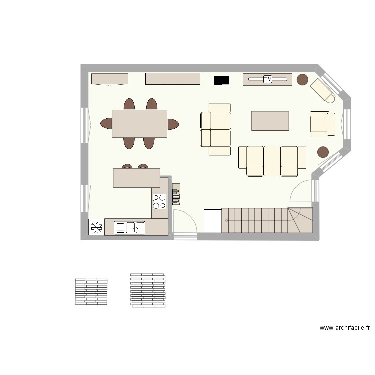 SAMCS7. Plan de 1 pièce et 50 m2