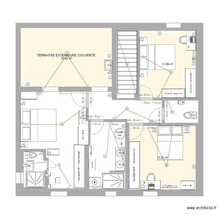 ETAGE LOT 3 . Plan de 3 pièces et 41 m2