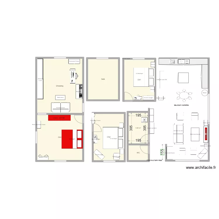 Plan maison pi&egrave;ces. Plan de 