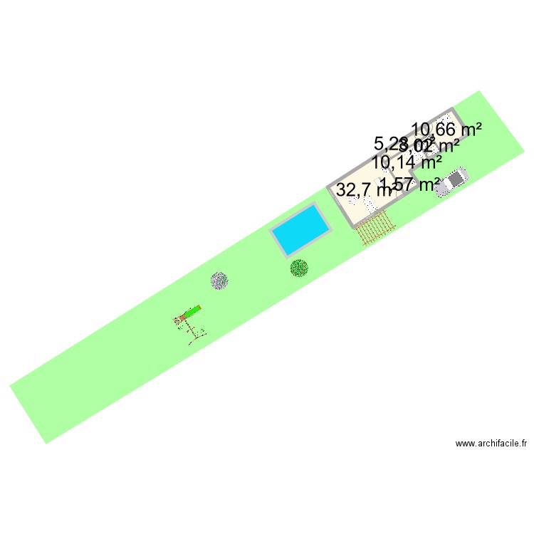 Projet Gite Rouziers. Plan de 6 pièces et 63 m2