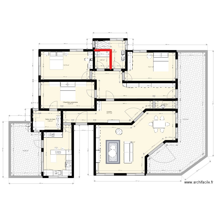 VERSION 2. Plan de 13 pièces et 209 m2