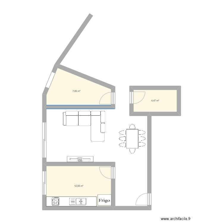 Plan_Test. Plan de 3 pièces et 24 m2