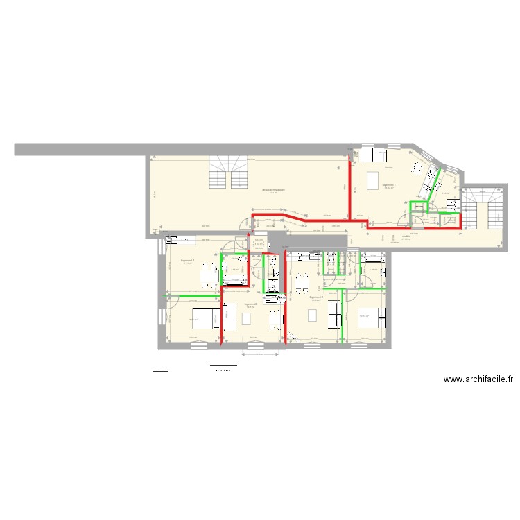 brizeux n2 et 3 etat actuel. Plan de 18 pièces et 221 m2