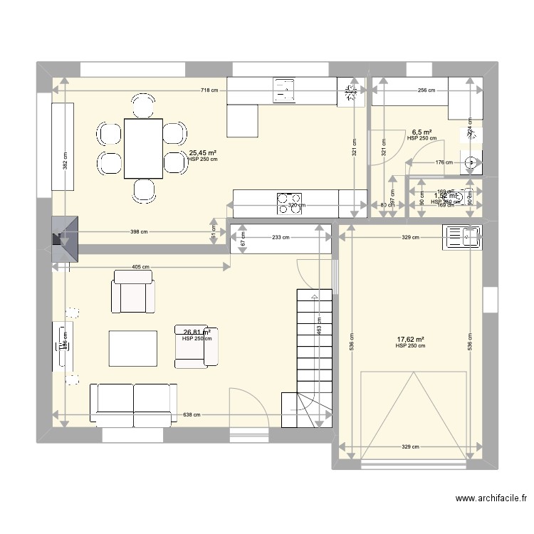 plan 4 cuisine réduite 42. Plan de 23 pièces et 142 m2