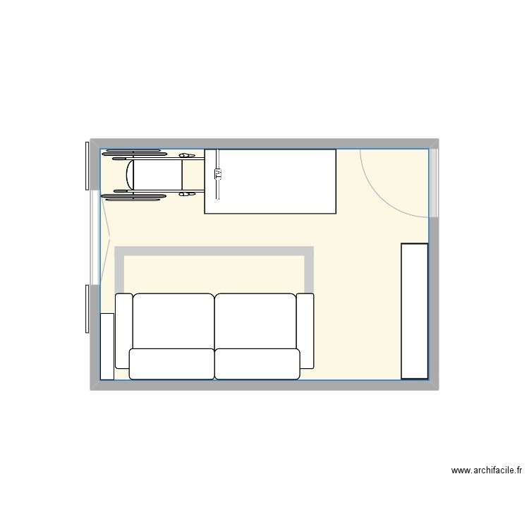 Projet aménagement chambre. Plan de 1 pièce et 8 m2