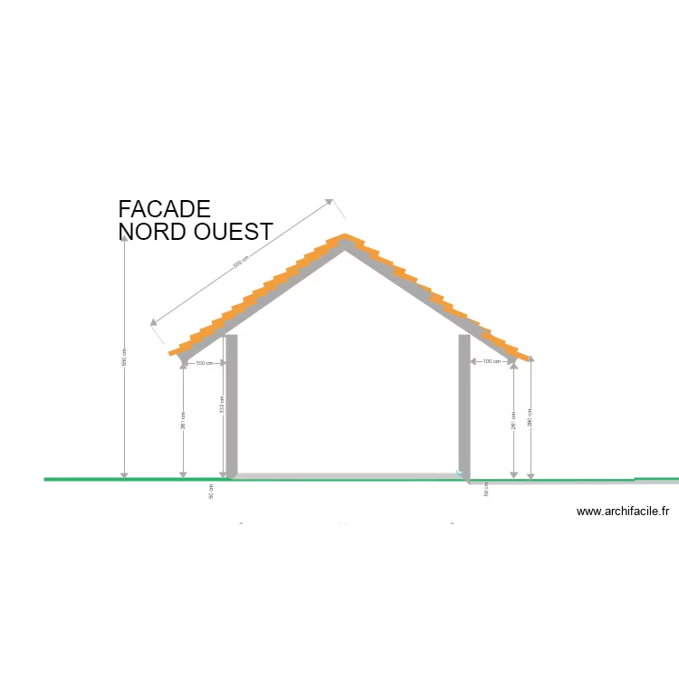 FACADE NORD OUEST. Plan de FACADE NORD OUEST. Plan de