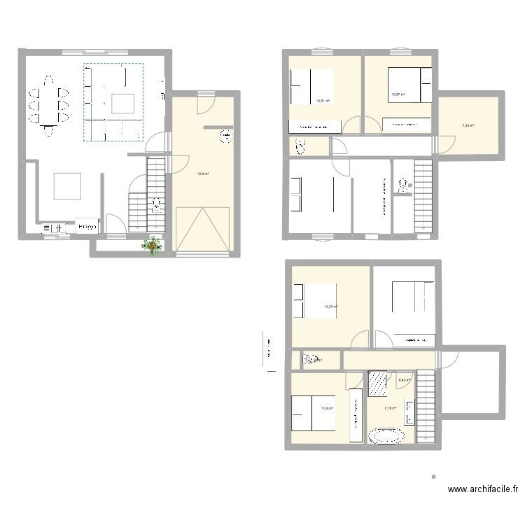 Projet St C. Plan de 9 pièces et 91 m2