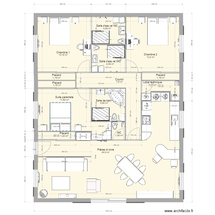 PROJET 2  120m2. Plan de 0 pièce et 0 m2