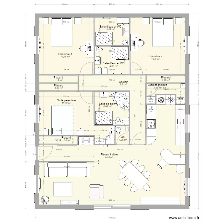PROJET 2  120m2. Plan de 