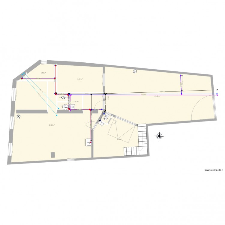Evac et alim eau RDC. Plan de 0 pièce et 0 m2