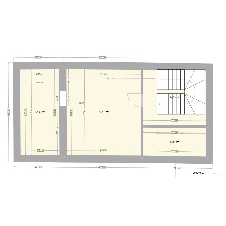 COMBLES FOIX. Plan de 4 pièces et 55 m2