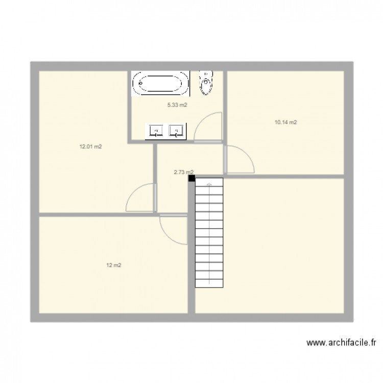 étage philippe. Plan de 6 pièces et 59 m2