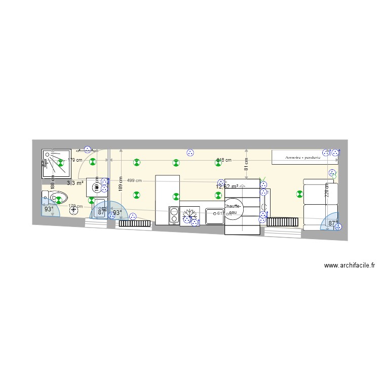 STUDIO LONGJUMEAU . Plan de 2 pièces et 16 m2