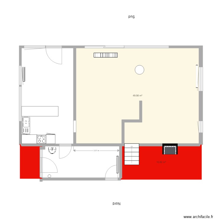 plan sophro rez avec espaces vide en rouge. Plan de 0 pièce et 0 m2
