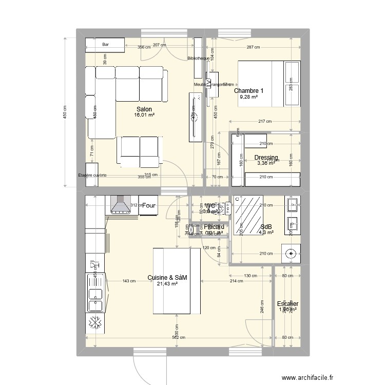 Charbonnier 2. Plan de 16 pièces et 175 m2