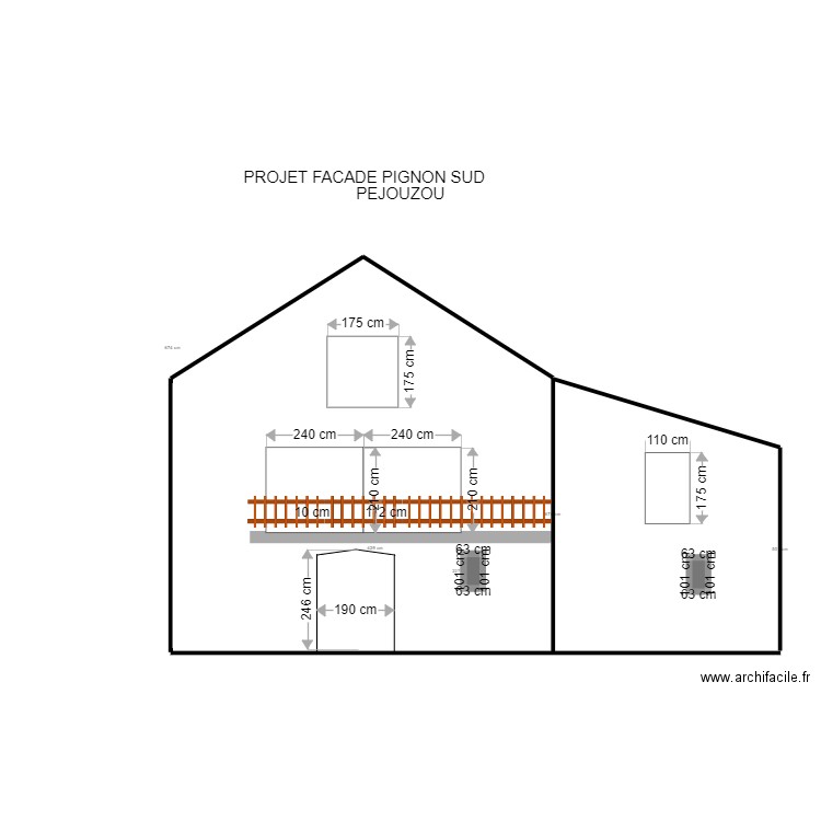 PROJET FACADE PIGNON SUD PEJOUZOU. Plan de 0 pièce et 0 m2