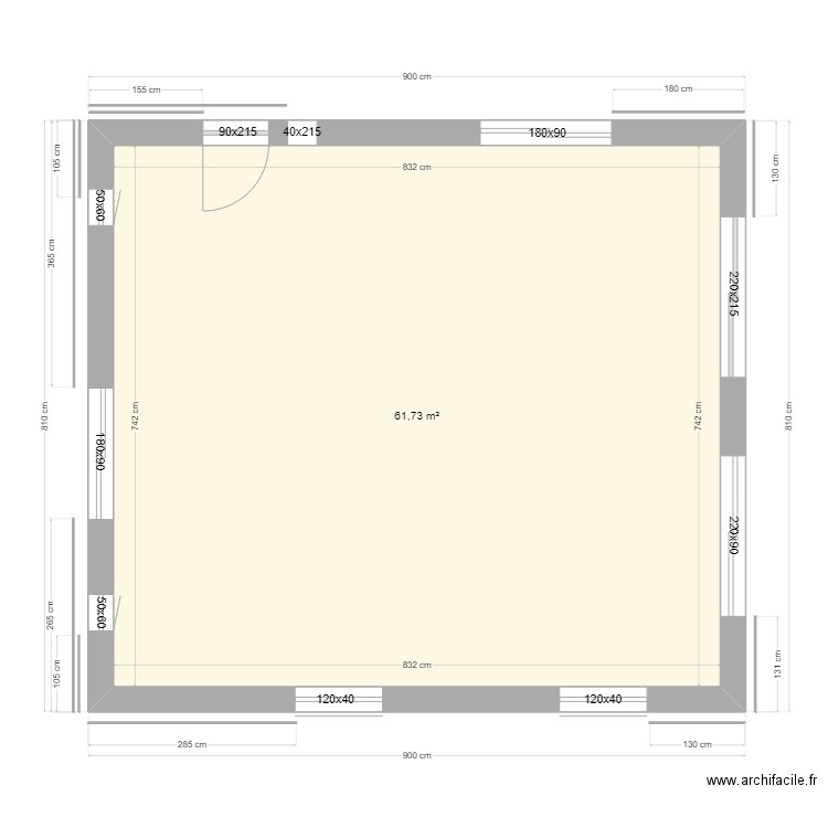 RDC MACONNERIE JORGE. Plan de 1 pièce et 62 m2