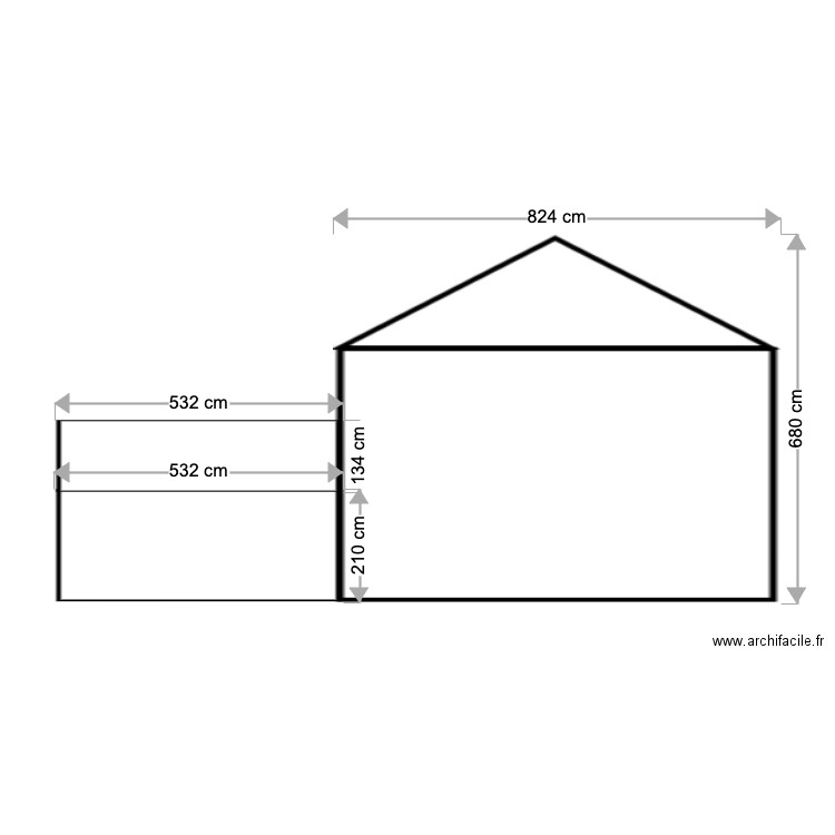 Façade gauche avant travaux. Plan de 0 pièce et 0 m2