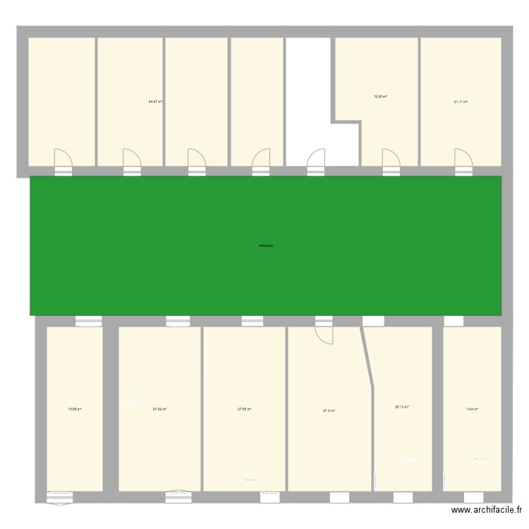 2ème étage 13 chambres étudiant. Plan de 0 pièce et 0 m2