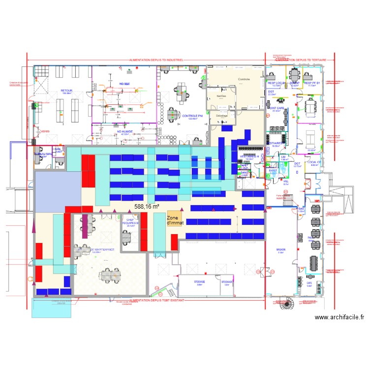 Aménagement stock Mézieu. Plan de 6 pièces et 823 m2