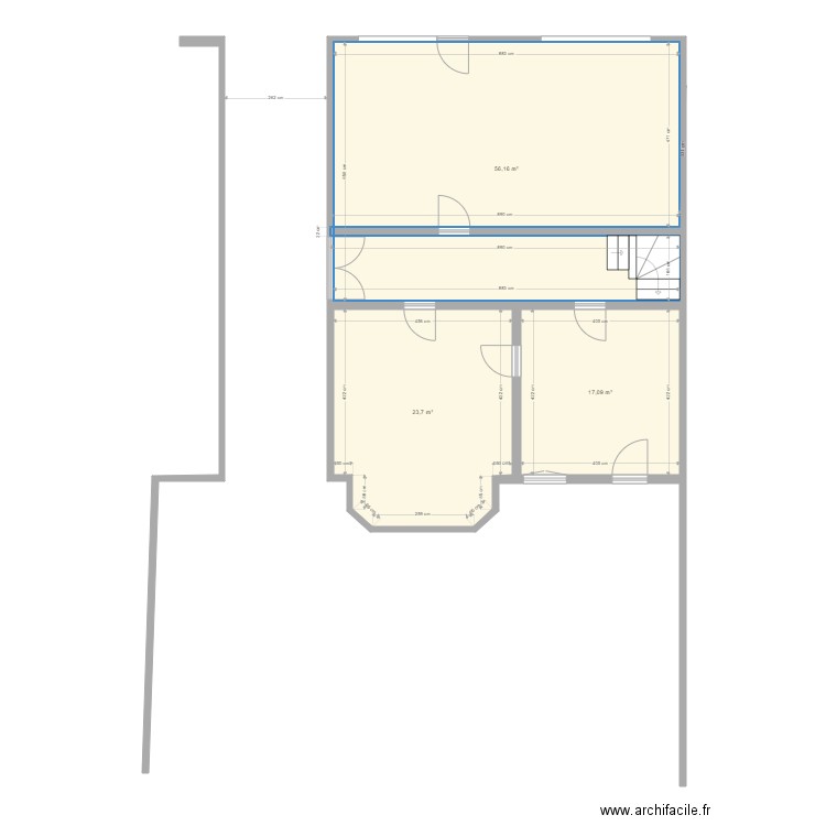 RDC TABAC RDC VIERGE AVANT TVX. Plan de 3 pièces et 97 m2