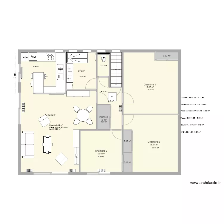 Maison Projet V14. Plan de 