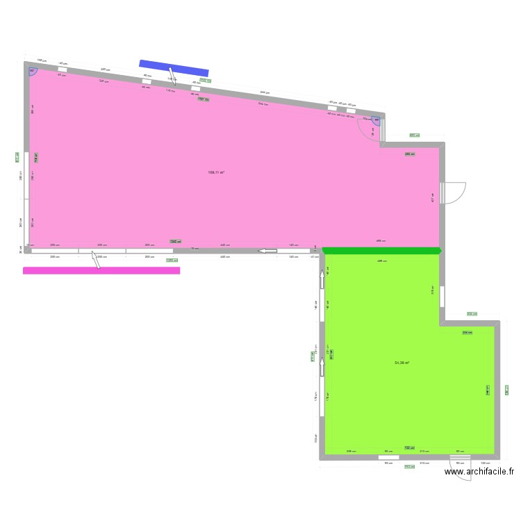 wolfgang surfaces. Plan de 2 pièces et 164 m2