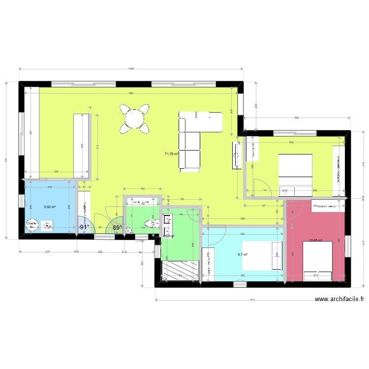 Maison à Crozon V5. Plan de 5 pièces et 107 m2