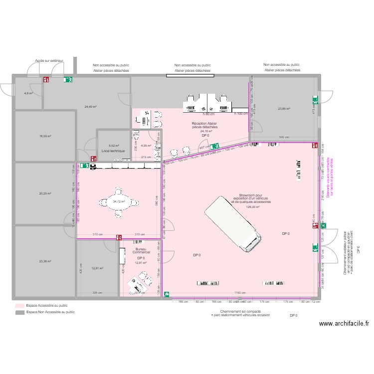 IVECO NORD SITE STEENVOORDE AVANT TRAVAUX. Plan de 14 pièces et 373 m2