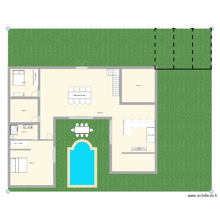 PLAN U LIBRE. Plan de 6 pièces et 179 m2