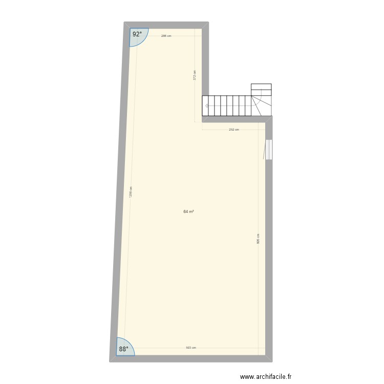 Etage. Plan de 1 pièce et 64 m2