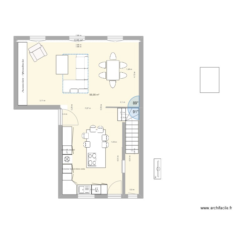 SAINT LAZARE cuisine V6. Plan de 7 pièces et 133 m2