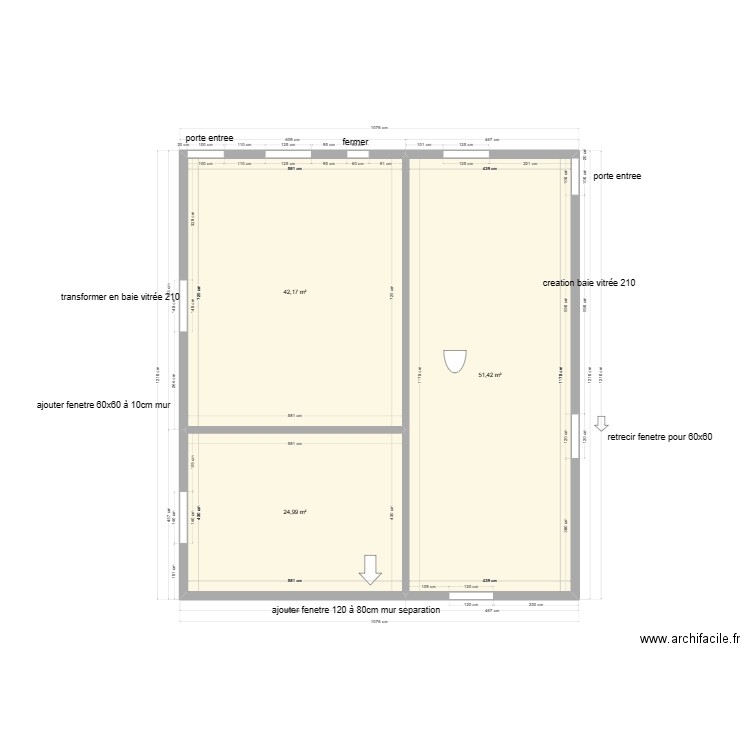 papy travaux. Plan de 10 pièces et 233 m2