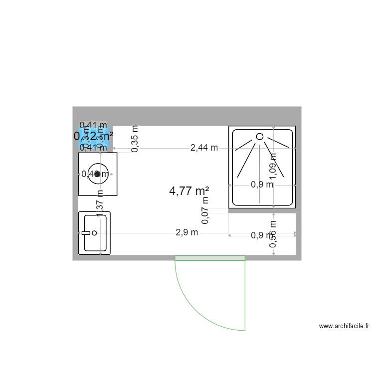 LAMOULIE. Plan de 2 pièces et 5 m2