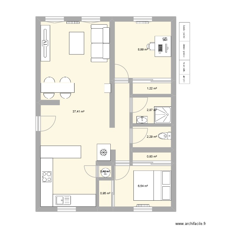 Appart Argelès. Plan de 9 pièces et 62 m2