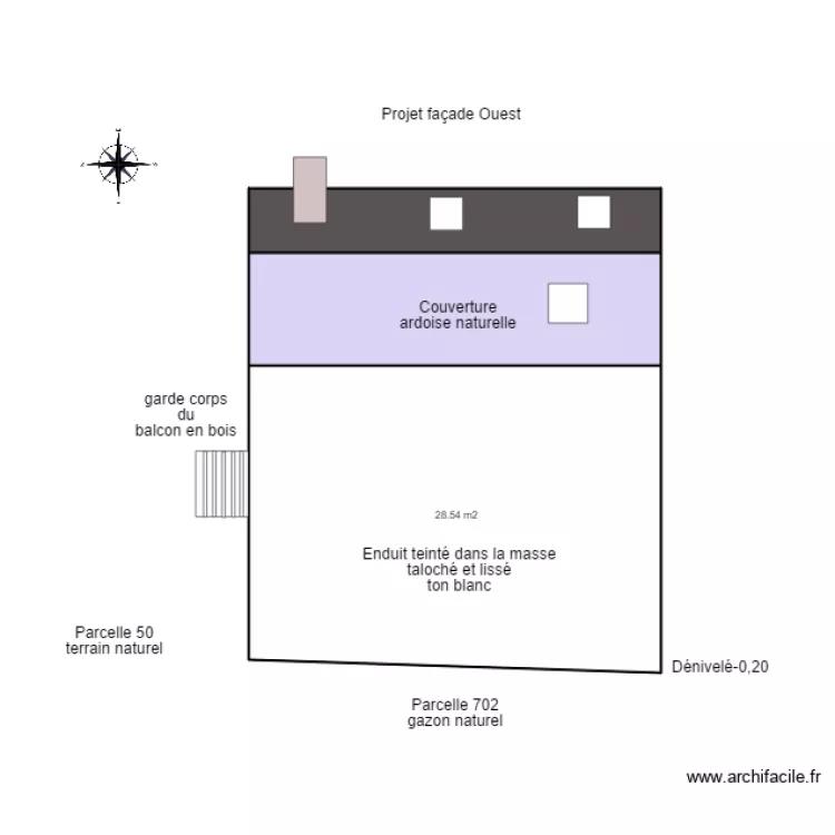 Thierry fa&ccedil;ade Ouest Projet. Plan de 